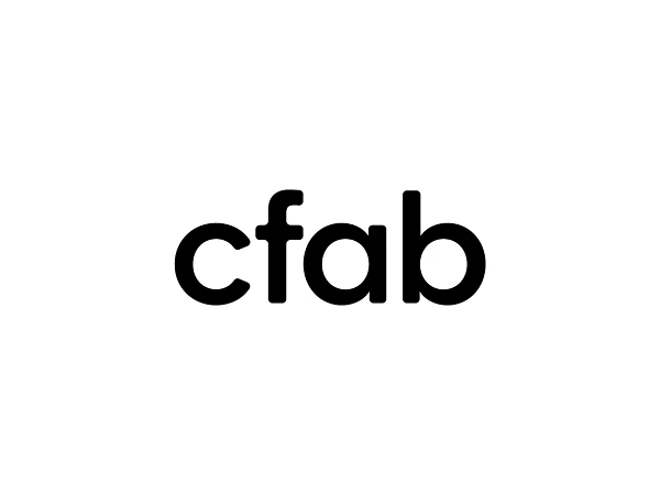 Das Bild zeigt das Wort "cfab" in einer modernen, klaren Schriftart, wobei die Buchstaben in Schwarz auf weißem Hintergrund dargestellt sind.